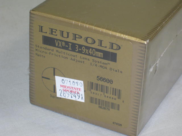 NEW Leupold VX-I 3-9x40mm Waterproof Riflescope Matte Black Duplex Reticle 56600