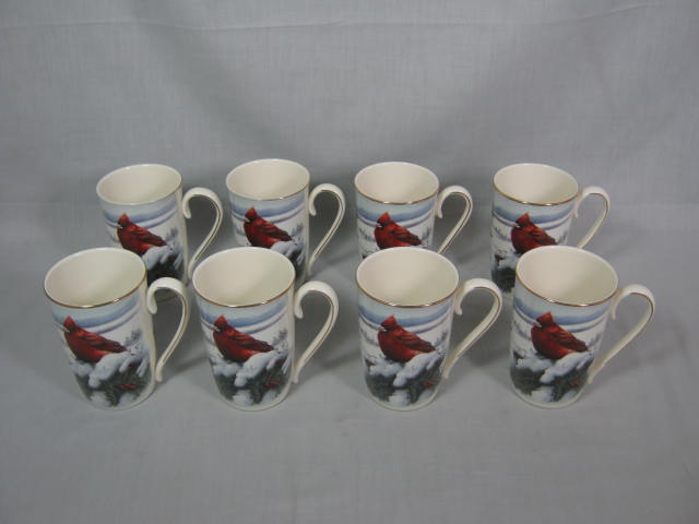8 Lenox Winter Greetings Scenic Cardinal Nuthatch Catherine McClung Mugs Cups NR