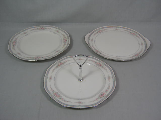 Noritake Rothschild 7293 Round Chop Platter Handled Cake Plate Serving Tray Set