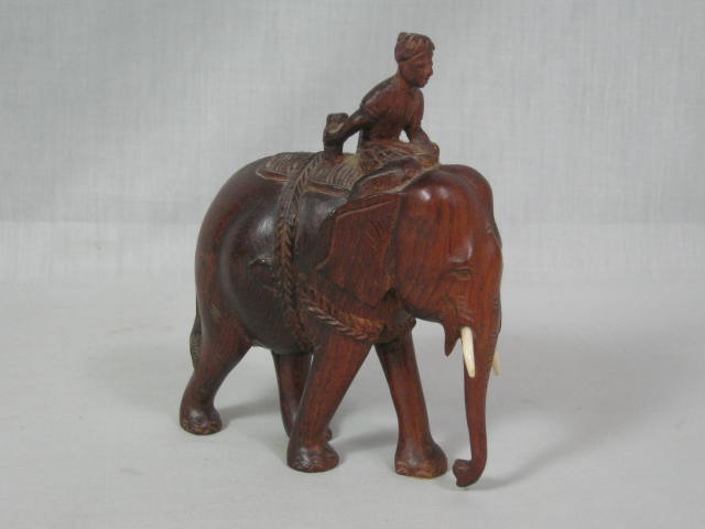 Vtg Antique Hand Carved Burmese Wood Wooden Elephant Mandalay Burma NO RESERVE