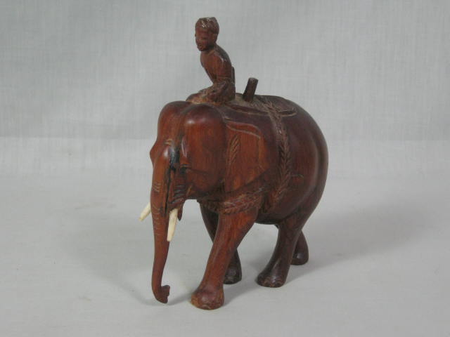 Vtg Antique Hand Carved Burmese Wood Wooden Elephant Mandalay Burma NO RESERVE 1