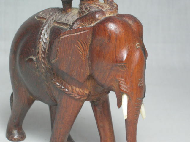 Vtg Antique Hand Carved Burmese Wood Wooden Elephant Mandalay Burma NO RESERVE 5