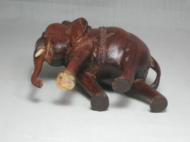 Vtg Antique Hand Carved Burmese Wood Wooden Elephant Mandalay Burma NO RESERVE 9