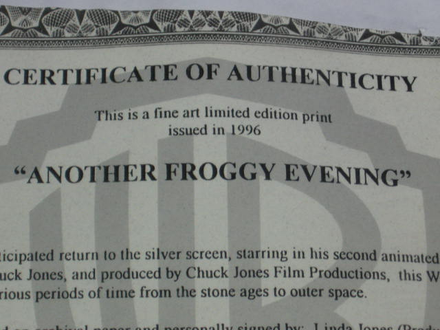 Signed Warner Bros Michigan J Frog Serigraph Poster NR 7