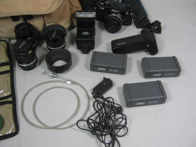 Nikon FM2 35mm SLR Camera MD12 Motor Drive MF16 MC12A 28mm 50mm 55mm 105mm Lens 9