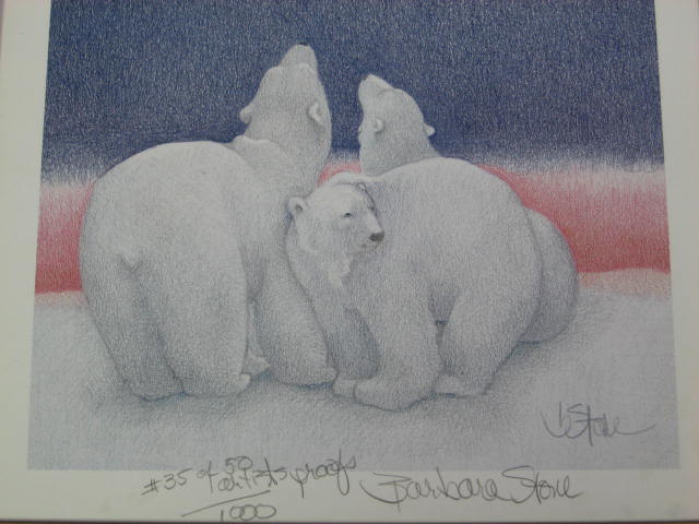 3 Barbara Stone Polar Bear Art Prints Signed AP #35/50 2