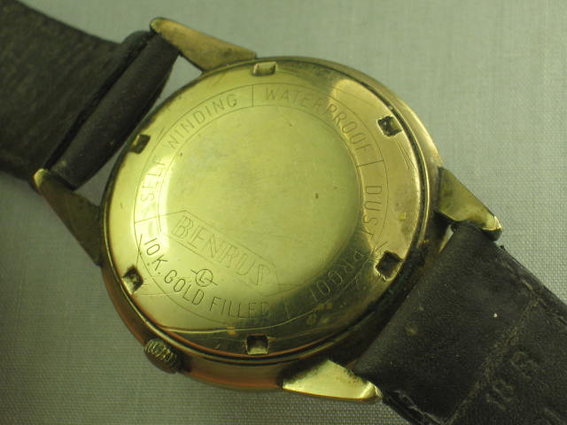 Mens Vtg 1950s Benrus 10K Gold Filled 25 Jewel Self Winding Watch Works NO RES! 3