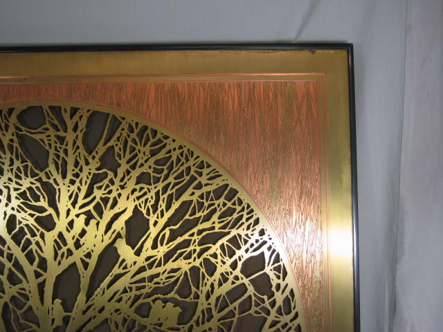 Rare Vtg Bijan Acid Etching Tree Copper Brass Metal Sculpture Artwork Metalwork 2