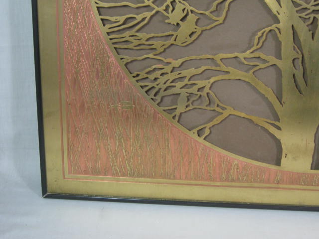 Rare Vtg Bijan Acid Etching Tree Copper Brass Metal Sculpture Artwork Metalwork 4
