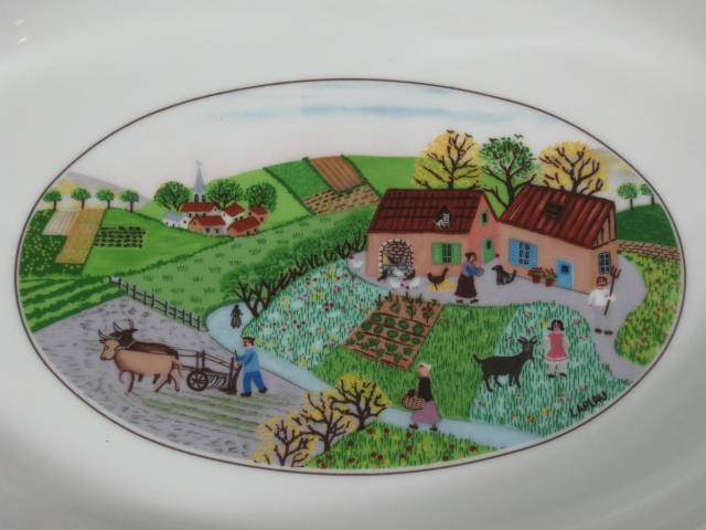 Villeroy & Boch Design Naif Oval Casserole Serving Dish Bowl Farm Scene No Res! 1