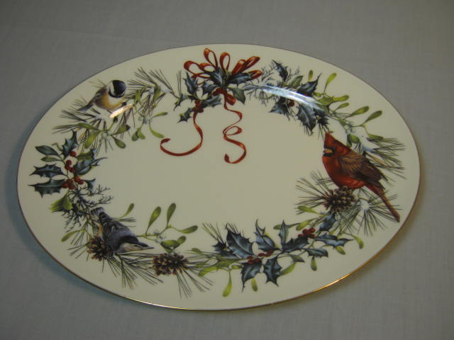 Lenox Winter Greetings American Home Oval Serving Platter 13" Cardinal McClung