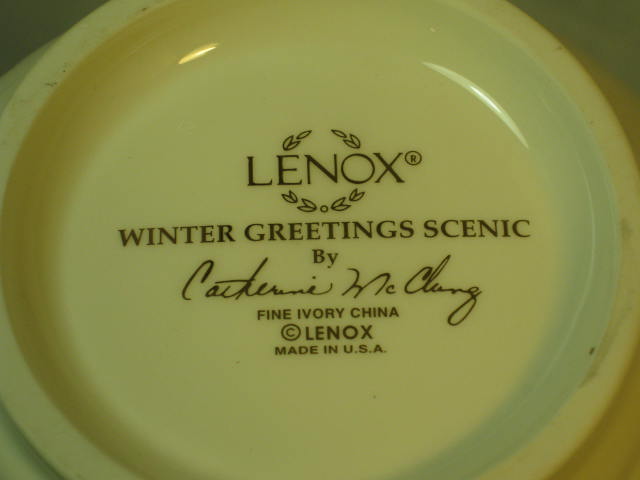 Lenox Winter Greetings Scenic Large Pitcher Cardinal Chickadee Catherine McClung 5