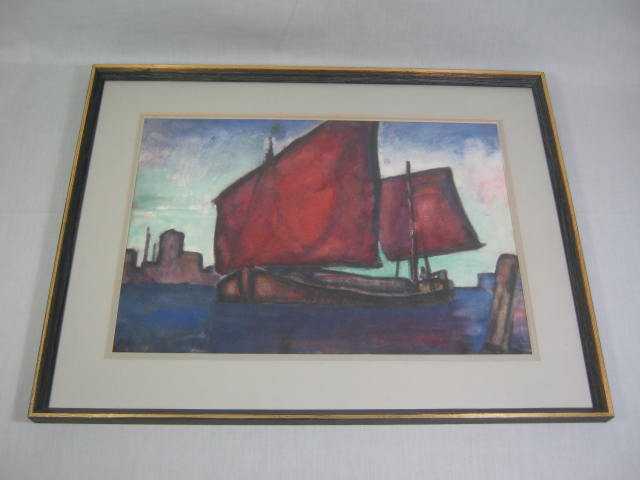 Original Vintage Robert E. Wade 1882-1958 Maritime Ship Watercolor Painting Art