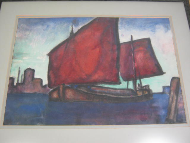 Original Vintage Robert E. Wade 1882-1958 Maritime Ship Watercolor Painting Art 1