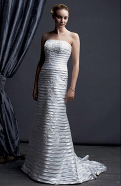 NEW Davids Bridal Oleg Cassini Wedding Dress Gown Size 8 Strapless Slim A-Line