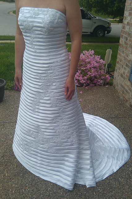 NEW Davids Bridal Oleg Cassini Wedding Dress Gown Size 8 Strapless Slim A-Line 2