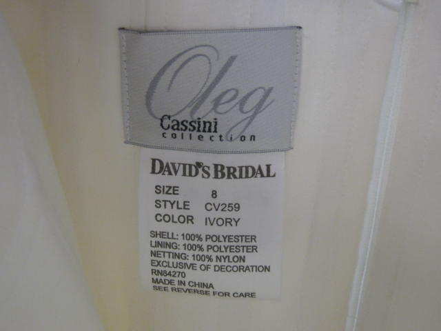 NEW Davids Bridal Oleg Cassini Wedding Dress Gown Size 8 Strapless Slim A-Line 4
