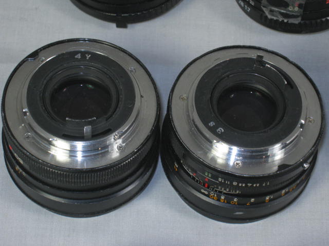 12 50mm Camera Lens Lot Olympus OM Zuiko Auto-S 1.8 Konica Hexanon 1.7 Yashica 9