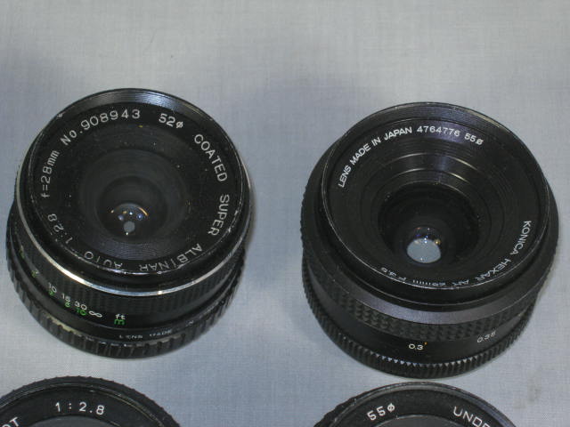 12 50mm Camera Lens Lot Olympus OM Zuiko Auto-S 1.8 Konica Hexanon 1.7 Yashica 12
