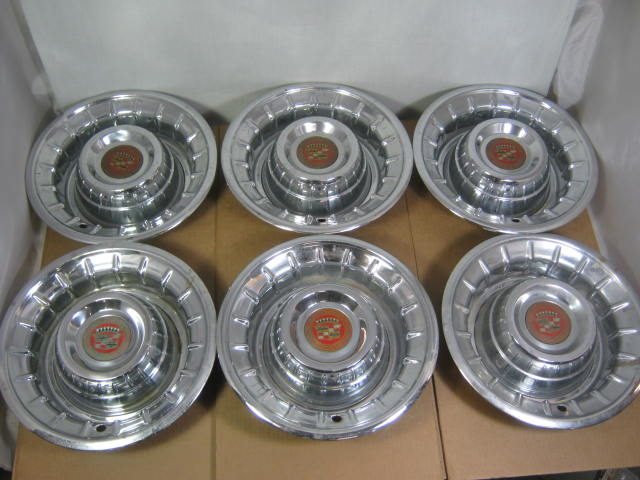 6 Matching 1950s 1960s Vtg Antique Cadillac Hubcaps Set Nice Cond! No Reserve!