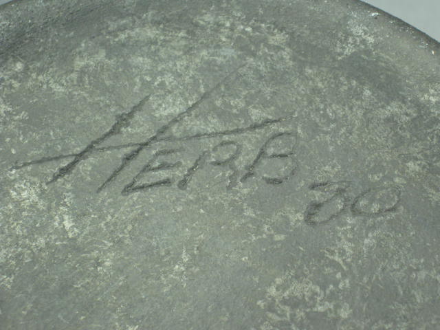 Large Vtg 1980 Ceramic Pottery Rising Sun Mountain Range Bowl Signed "Herb" NR! 6