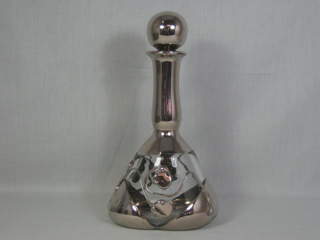 Vtg 1981 Wayne Filan 12" Hand Blown Signed Studio Art Glass Platinum Bottle Vase