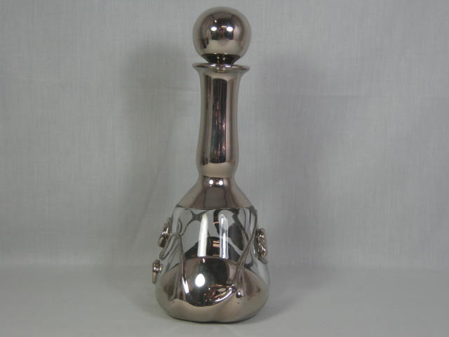 Vtg 1981 Wayne Filan 12" Hand Blown Signed Studio Art Glass Platinum Bottle Vase 1