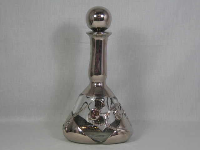 Vtg 1981 Wayne Filan 12" Hand Blown Signed Studio Art Glass Platinum Bottle Vase 2