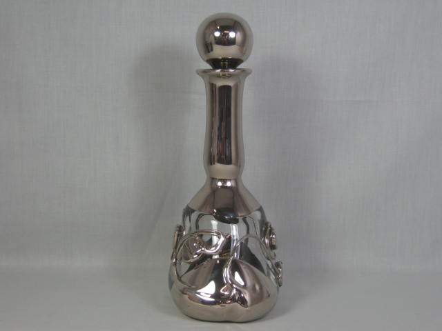 Vtg 1981 Wayne Filan 12" Hand Blown Signed Studio Art Glass Platinum Bottle Vase 3