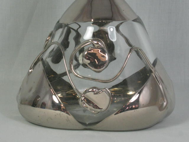 Vtg 1981 Wayne Filan 12" Hand Blown Signed Studio Art Glass Platinum Bottle Vase 6