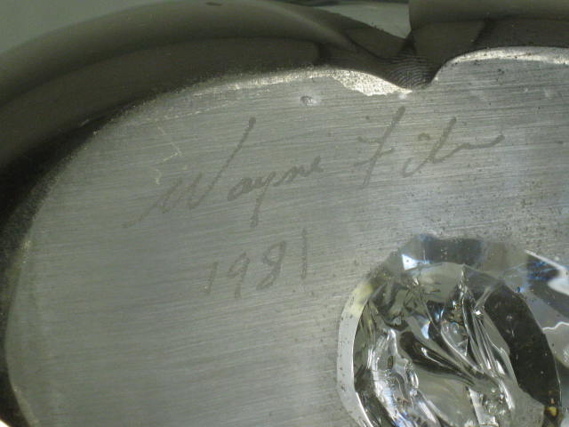 Vtg 1981 Wayne Filan 12" Hand Blown Signed Studio Art Glass Platinum Bottle Vase 11