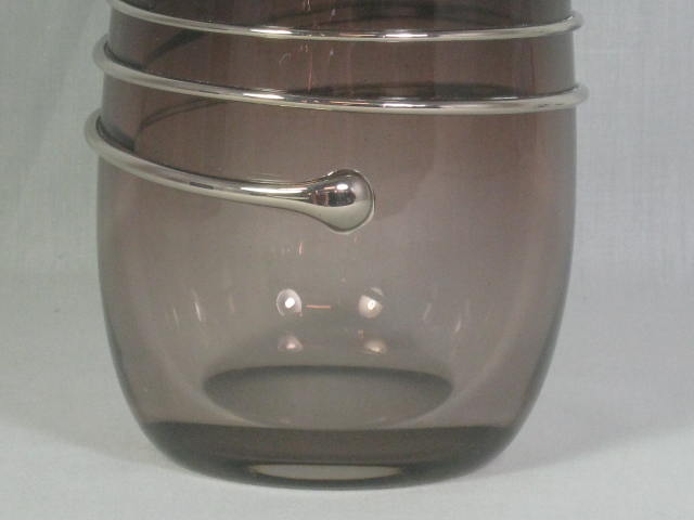 Vintage 1982 Wayne Filan 8" Hand Blown Studio Art Glass & Platinum Jar Vase 2