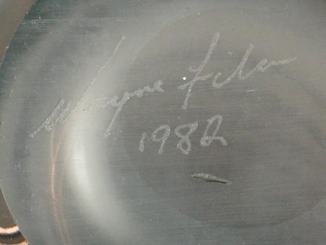 Vintage 1982 Wayne Filan 8" Hand Blown Studio Art Glass & Platinum Jar Vase 6