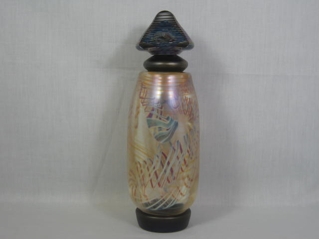 2005 HL Studio Art Glass Hand Blown Signed Dragon Jar Vase w/Stopper 9" Tall NR!