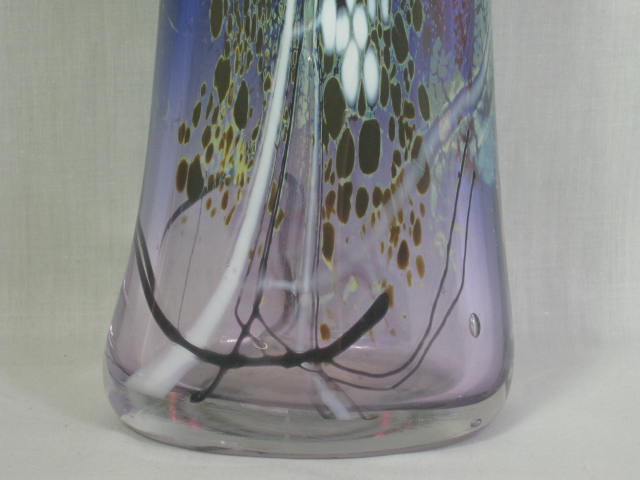 Vintage Chris Thornton 1987 Hand Blown Studio Art Glass Signed Vase 8" Tall NR! 5