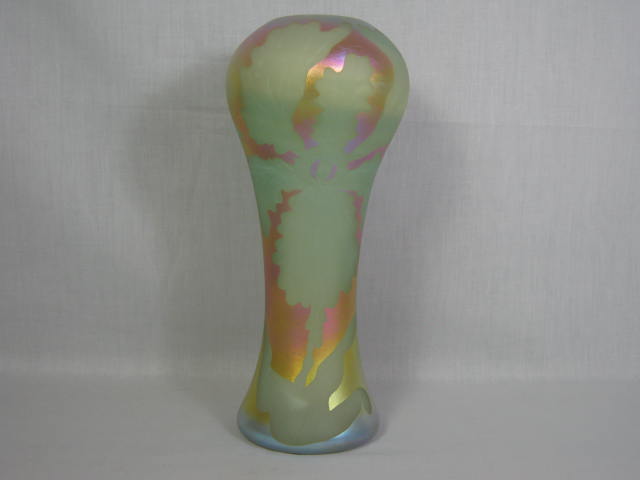 1983 Carl Radke Marialyce Hawke Hand Blown Studio Art Glass Lustre Vase 11" NR! 1