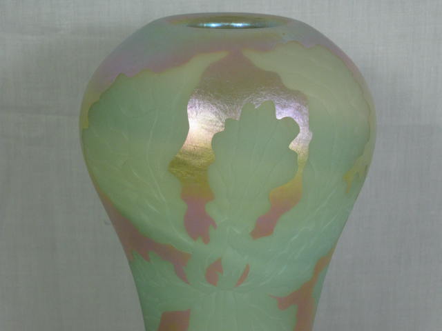 1983 Carl Radke Marialyce Hawke Hand Blown Studio Art Glass Lustre Vase 11" NR! 2