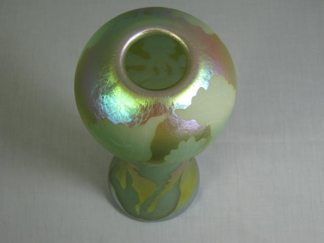 1983 Carl Radke Marialyce Hawke Hand Blown Studio Art Glass Lustre Vase 11" NR! 5