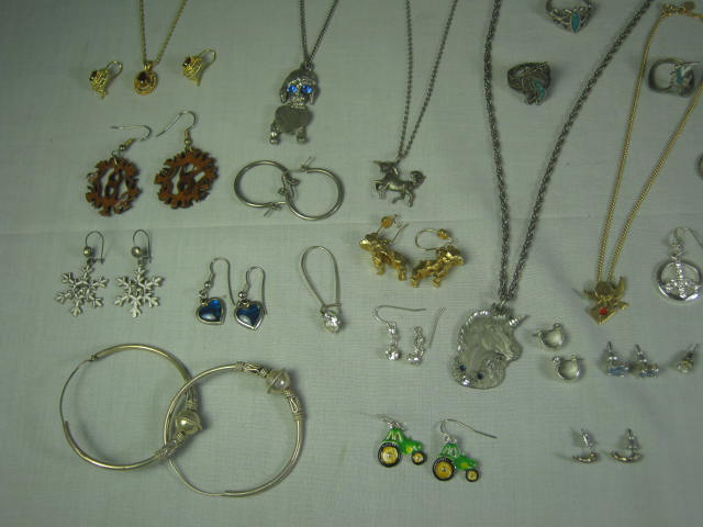 Vtg Jewelry Pocket Watch Lot Rings Earrings Necklaces 10K Gold Sterling Silver + 1