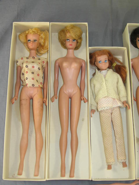 7 Vintage Barbie Skipper Midge Dolls Clothes +Cases Lot 3