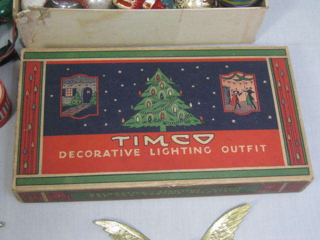 Vtg Antique Xmas Glass Ornaments Outdoor Lights Decorations Toppers Timco Noma 1