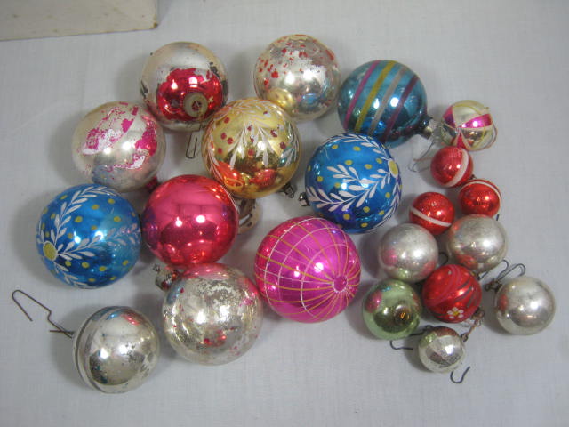 Vtg Antique Xmas Glass Ornaments Outdoor Lights Decorations Toppers Timco Noma 5