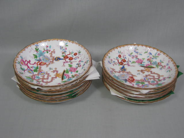 11 Antique Vtg Minton Chinese Tree China Saucer Berry Bowls Plates Dish Set NR!