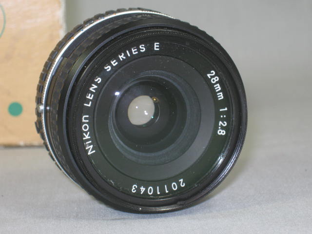 Nikon EM 35mm SLR Camera + Series E 50mm f/1.8 Lens 28mm f/2.8 Wide Angle NR! 9
