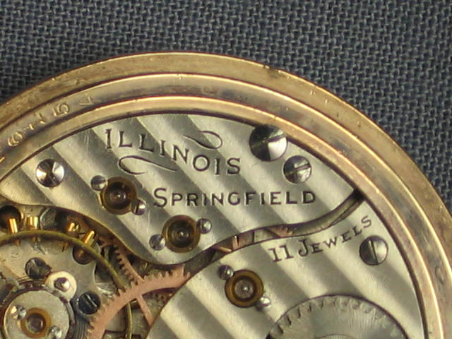 Illinois Springfield Gold 11J 11 Jewel Pocket Watch NR! 7