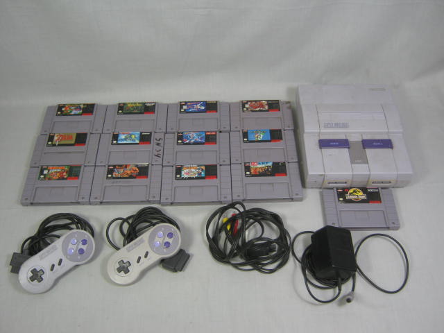 Super Nintendo SNES S NES Lot Console System 13 Games 2 Controllers Pads NO RES!