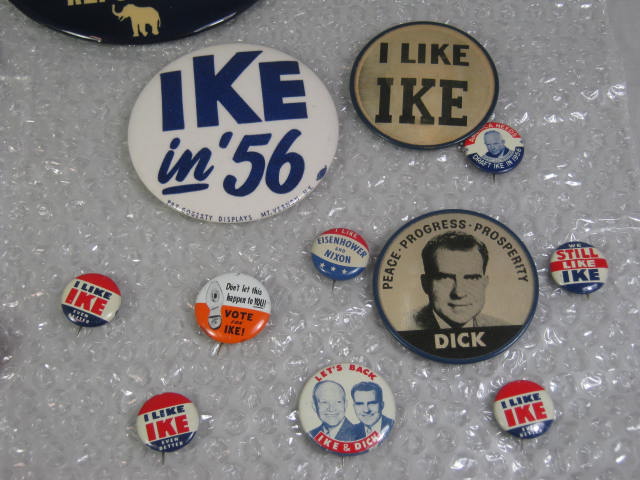 23 Vtg Ike Eisenhower Dick Nixon Presidential Campaign Pin Button Pinback Lot + 4