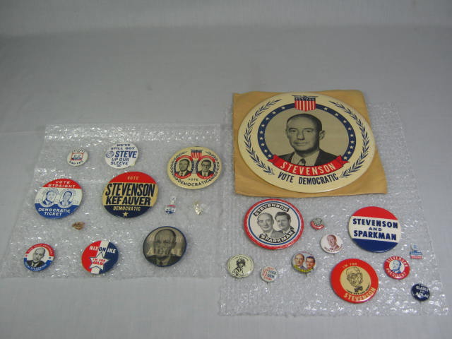 23 Vtg Stevenson Sparkman Kefauver Presidential Campaign Pin Button Pinback Lot+