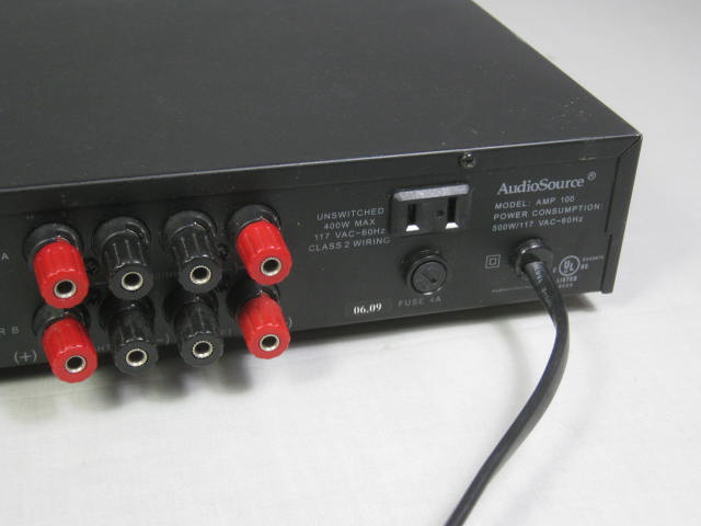 AudioSource Amp 100 2 Channel 50 Watt Bridgeable Stereo Power Amplifier Works NR 7
