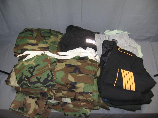 US Army Uniforms Lot Dress Blues Camo Jackets Pants NR